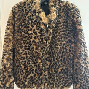Zara Brown Leopard Print Teddy Jacket